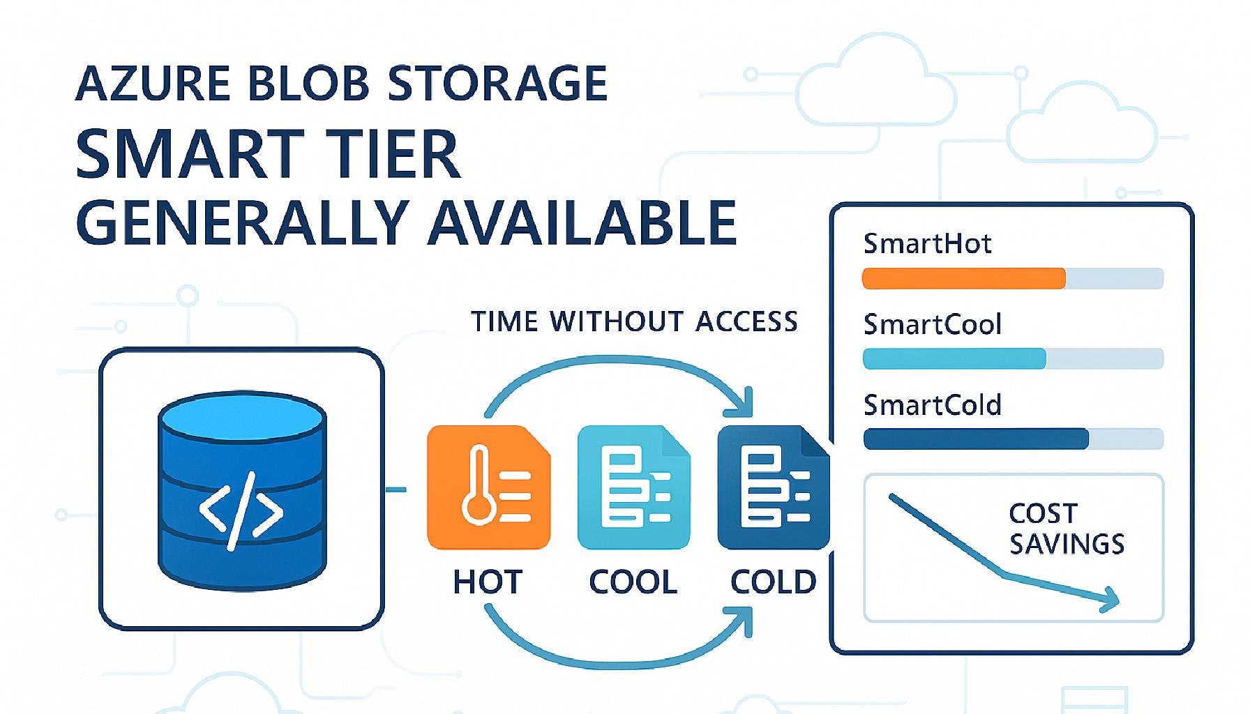 Azure Blob Storage Smart Tier is now GA. It auto-moves blobs between hot, cool, and cold tiers by access pattern, cutting costs with no config required.